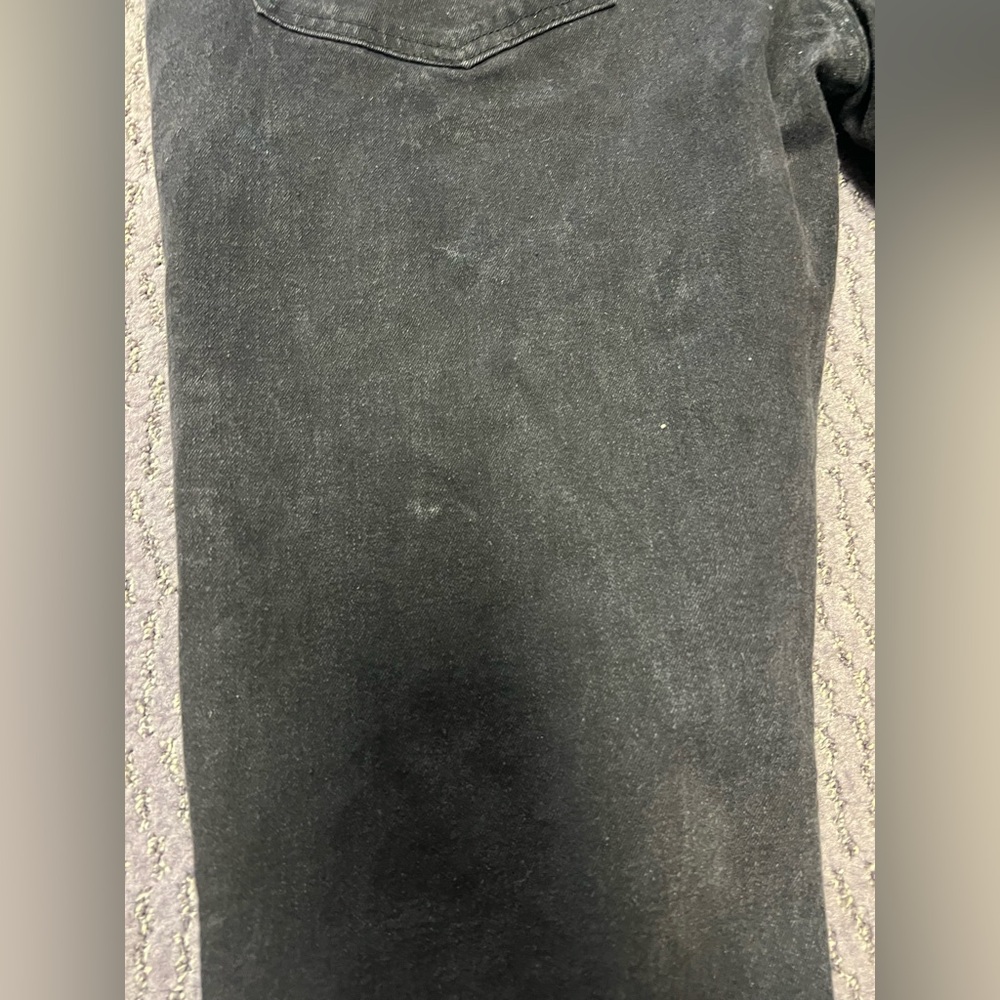 Black Rockstar Distressed Baggy Denim Men’s Jeans with Star Patches Size 40 - Picture 11 of 16